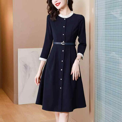 ファッション 服 オシャレ カワイイ シンプル 大カワイイ サイズ 婦服 ワンピース ドレス ファッション 襟 ネクタイ スリム aライン ミドル丈 ファッション 服 オシャレ カワイイ シンプル 大カワイイ サイズ 婦服 ワンピース ドレス ファッション 襟 ネクタイ スリム aライン ミドル丈