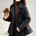 ファッション 服 オシャレ カワイイ シンプル 大カワイイ サイズ 婦服 クロスステッチ スーツ 襟 スト ダウン ジャケット フィット ホワイトダックダウン ポケット トップスス