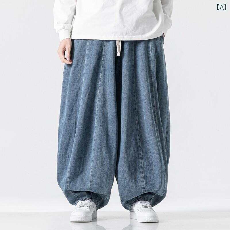 Rakuten - メンズ デニムパンツ 男性用 ウォッシュ加工 ストレート ワイドレッグ ロングパンツ デニム カジュアル ファッション ストリート 普段使い 通勤ウェア