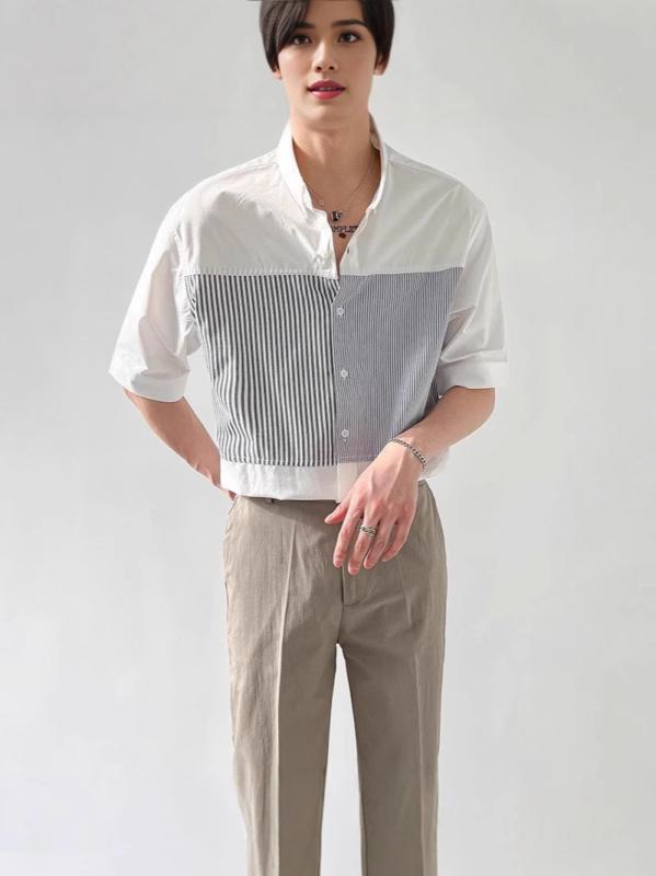 メンズ シャツ 男性用 快適 軽量 ワイドフィット トップス 涼 綿混紡 ソフト ゆったり 爽やか 通勤ウェア 普段使い カジュアル