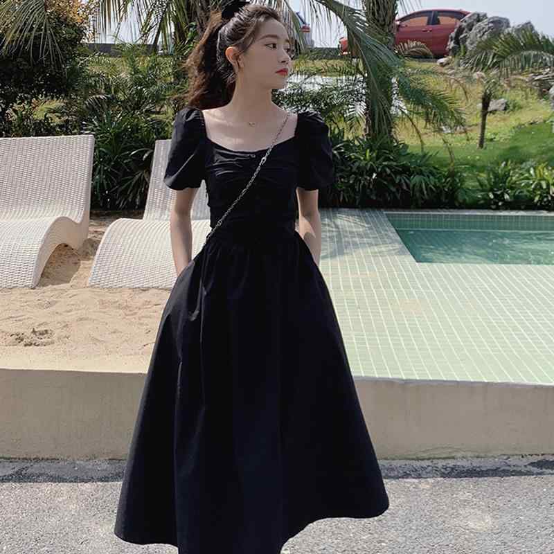 ファッション 服 オシャレ カワイイ シンプル 大カワイイ サイズ 婦服 夏 韓国 スタイル フレンチ レトロ キキョウ ヘボン ドレス ウエスト スリム ロング スカート 6919のサムネイル