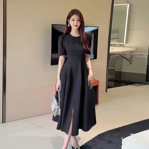ファッション 服 オシャレ カワイイ シンプル 大カワイイ サイズ 婦服 フレンチ ブラック ドレス 夏 スリット ライト 69 ファッション 服 オシャレ カワイイ シンプル 大カワイイ サイズ 婦服 フレンチ ブラック ドレス 夏 スリット ライト 69