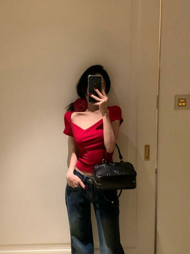 ファッション 服 オシャレ カワイイ シンプル 大カワイイ サイズ 婦服 クロス Vネック スリム レッド T シャツ スリムトップスス ファッション 服 オシャレ カワイイ シンプル 大カワイイ サイズ 婦服 クロス Vネック スリム レッド T シャツ スリムトップスス