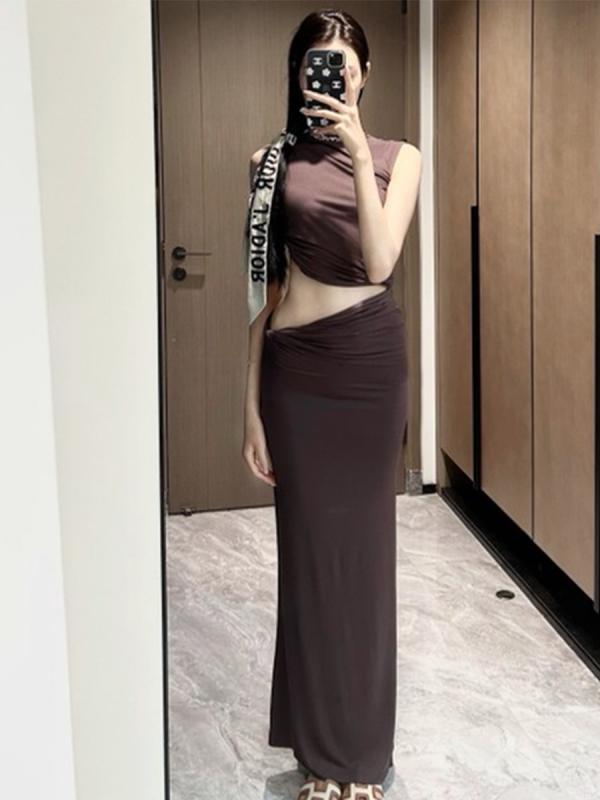 ファッション 服 オシャレ カワイイ シンプル 大カワイイ サイズ 婦服 サスペンダー スーツ ドレス プリーツ キンク ロング スカート