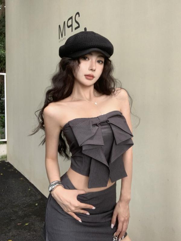 ファッション 服 オシャレ カワイイ シンプル 大カワイイ サイズ 婦服 ライプ チューブ トップスス ヒップ トップスス スカート ハイエンド ツーピース セット