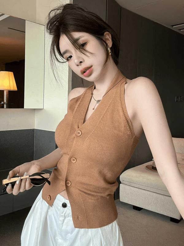 ファッション 服 オシャレ カワイイ シンプル 大カワイイ サイズ 婦服 リラックス ノースリーブホルタ..