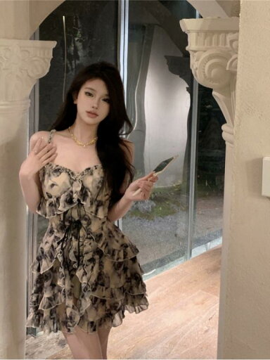 ファッション 服 オシャレ カワイイ シンプル 大カワイイ サイズ 婦服 ワンピース ドレス 花柄 シフォン Aライン フリルスカート ファッション 服 オシャレ カワイイ シンプル 大カワイイ サイズ 婦服 ワンピース ドレス 花柄 シフォン Aライン フリルスカート