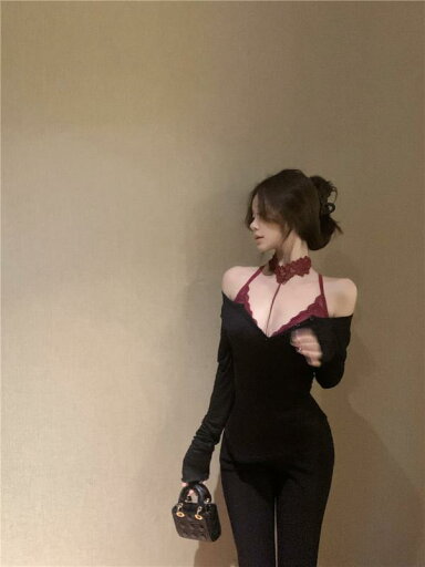 ファッション 服 オシャレ カワイイ シンプル 大カワイイ サイズ 婦服 ホルターネック レース 下着 サスペンダー シャツ スーツ スリム Vネック 長袖 T トップスス ファッション 服 オシャレ カワイイ シンプル 大カワイイ サイズ 婦服 ホルターネック レース 下着 サスペンダー シャツ スーツ スリム Vネック 長袖 T トップスス