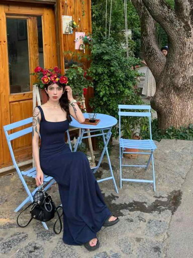 ファッション 服 オシャレ カワイイ シンプル 大カワイイ サイズ 婦服 ネイビーブルー ハイエンド ホワイト ノースリーブ ロング スカート ガール スクエアネック スリム バックレス ワンピース ドレス ファッション 服 オシャレ カワイイ シンプル 大カワイイ サイズ 婦服 ネイビーブルー ハイエンド ホワイト ノースリーブ ロング スカート ガール スクエアネック スリム バックレス ワンピース ドレス