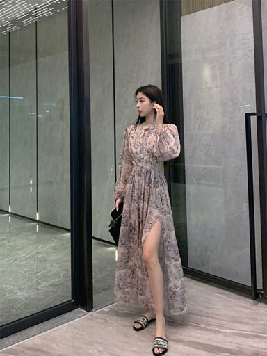 ファッション 服 オシャレ カワイイ シンプル 大カワイイ サイズ 婦服 ティ ランド 夏 フレンチ シフォン 花柄 ドレス ハイエンド スリット ロング ファッション 服 オシャレ カワイイ シンプル 大カワイイ サイズ 婦服 ティ ランド 夏 フレンチ シフォン 花柄 ドレス ハイエンド スリット ロング