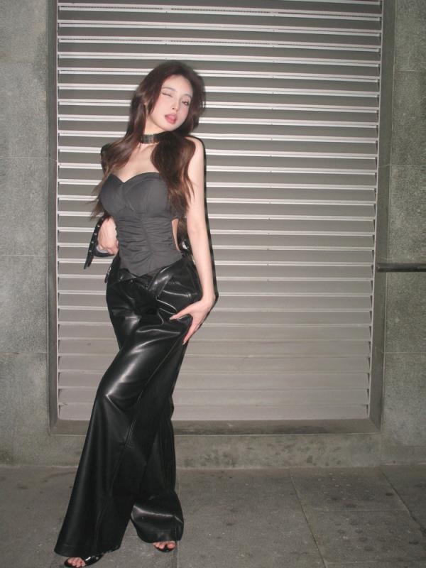 ファッション 服 オシャレ カワイイ シンプル 大カワイイ サイズ 婦服 ガール プリーツ アウターウェア チューブ トップス ップス グレー バックレス ワンピース スーツ スリム