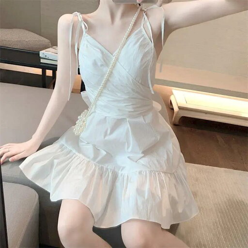 ファッション 服 オシャレ カワイイ シンプル 大カワイイ サイズ 婦服 白 フリル ワンピース ドレス 夏 スリム スカート ファッション 服 オシャレ カワイイ シンプル 大カワイイ サイズ 婦服 白 フリル ワンピース ドレス 夏 スリム スカート