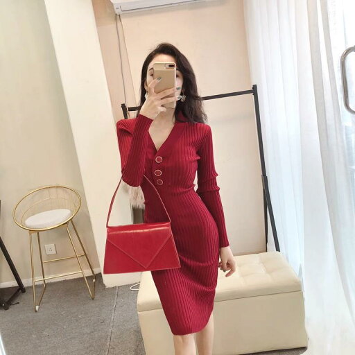 ファッション 服 オシャレ カワイイ シンプル 大カワイイ サイズ 婦服 レディ Vネック 長袖 ニット ヒップ カバー ドレス スリムフィット ミドル丈 スカート ファッション 服 オシャレ カワイイ シンプル 大カワイイ サイズ 婦服 レディ Vネック 長袖 ニット ヒップ カバー ドレス スリムフィット ミドル丈 スカート