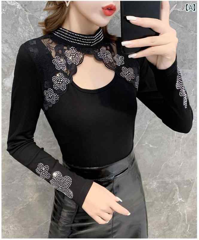 ファッション 服 オシャレ カワイイ シンプル 大カワイイ サイズ 婦服 黒 ラウンドネック 長袖 T シャツ スリムフィット トップス