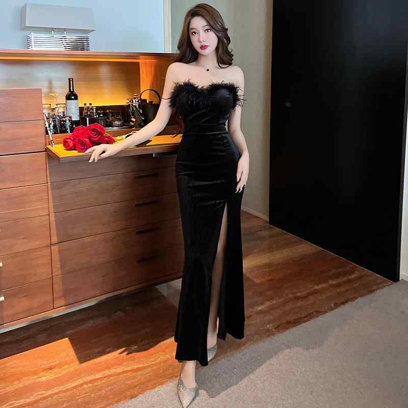 ファッション 服 オシャレ カワイイ シンプル 大カワイイ サイズ 婦服 ナイトクラブ ドレス スカート スリム スリット ヒップ ストラップ