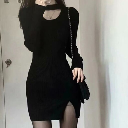ファッション 服 オシャレ カワイイ シンプル 大カワイイ サイズ 婦服 黒 長袖 ホルターネック ヒップ ハグ ドレス スリムフィット インナー ニット ミニ スカート ファッション 服 オシャレ カワイイ シンプル 大カワイイ サイズ 婦服 黒 長袖 ホルターネック ヒップ ハグ ドレス スリムフィット インナー ニット ミニ スカート