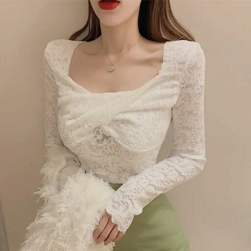 ファッション 服 オシャレ カワイイ シンプル 大カワイイ サイズ 婦服 スクエアネック ローカット レース 長袖 T シャツ スリムフィット トップス ファッション 服 オシャレ カワイイ シンプル 大カワイイ サイズ 婦服 スクエアネック ローカット レース 長袖 T シャツ スリムフィット トップス