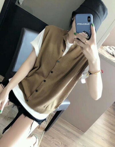 ファッション 服 オシャレ カワイイ シンプル 大カワイイ サイズ 婦服 ニット 夏 薄手 カレッジ ラウンドネックノースリーブ カーディガンジャケット ファッション 服 オシャレ カワイイ シンプル 大カワイイ サイズ 婦服 ニット 夏 薄手 カレッジ ラウンドネックノースリーブ カーディガンジャケット