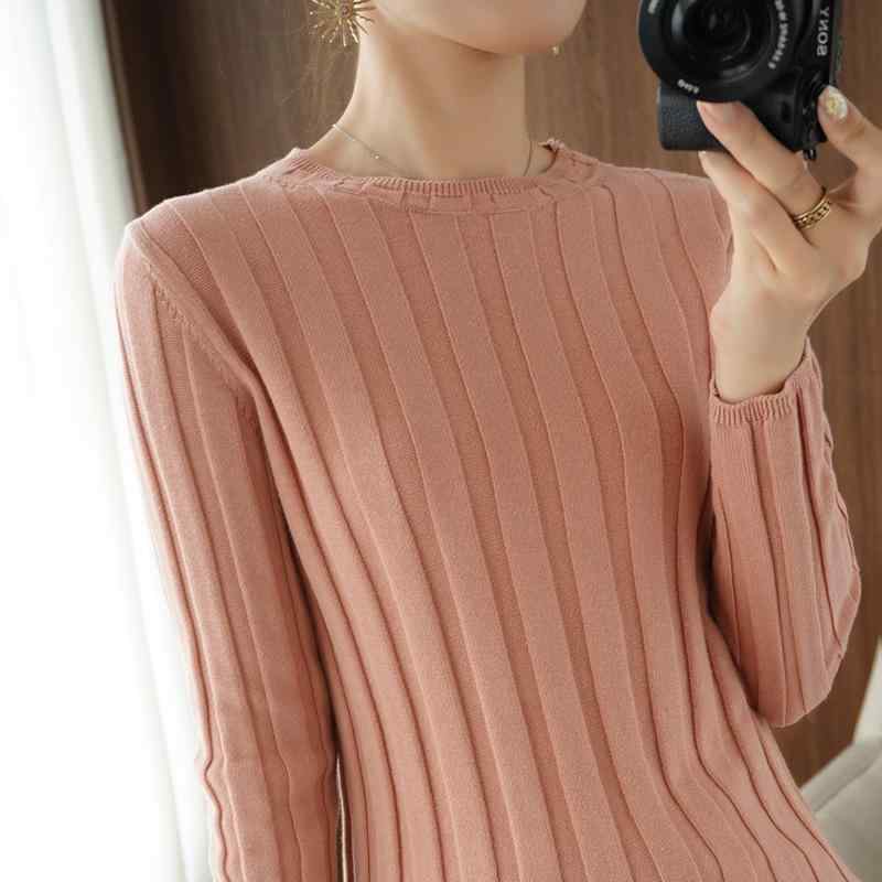 ファッション 服 オシャレ カワイイ シンプル 大カワイイ サイズ 婦服 秋 綿 セーター ラウンドネック プルオーバーリム 長袖