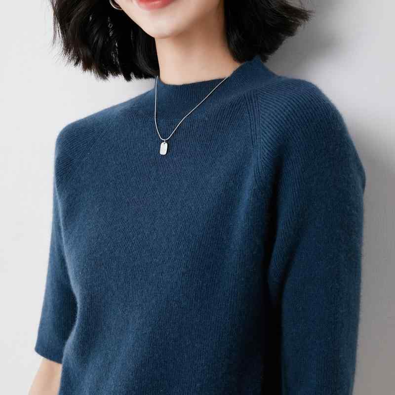 ファッション 服 オシャレ カワイイ シンプル 大カワイイ サイズ 婦服 秋 ハーフ タートルネック ウー..