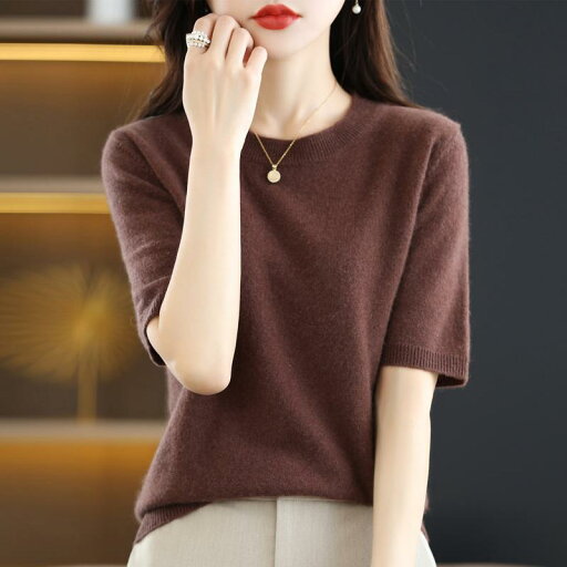 ファッション 服 オシャレ カワイイ シンプル 大カワイイ サイズ 婦服 ウール ニット 半袖 T シャツ セーター ス レイヤー 秋 夏 トップス ファッション 服 オシャレ カワイイ シンプル 大カワイイ サイズ 婦服 ウール ニット 半袖 T シャツ セーター ス レイヤー 秋 夏 トップス