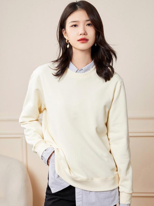 ファッション 服 オシャレ カワイイ シンプル 大カワイイ サイズ 婦服 綿 ラウンドネック スウェットゆったり シンプル プルオーバー トップス カップル 長袖 インナー ウェア