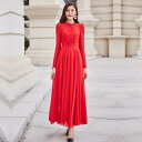 ファッション 服 オシャレ カワイイ シンプル 大カワイイ サイズ 婦服 ワンピース 秋 長袖 シフォン ドレス ボヘミアン スリムフィット エレガント スイング ロング スカート