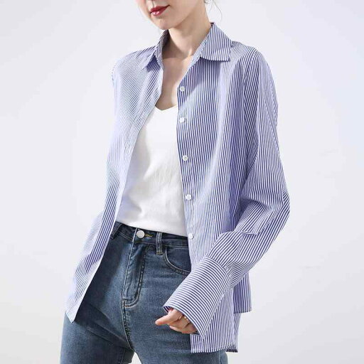 ファッション 服 オシャレ カワイイ シンプル 大カワイイ サイズ 婦服 ストライプシャツ 春秋 長袖 ポロ 襟 シャツ レトロ トップス スリム ファッション 服 オシャレ カワイイ シンプル 大カワイイ サイズ 婦服 ストライプシャツ 春秋 長袖 ポロ 襟 シャツ レトロ トップス スリム
