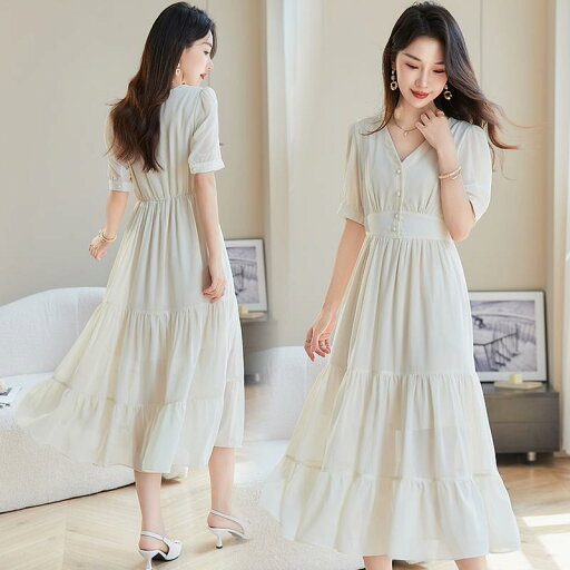 ファッション 服 オシャレ カワイイ シンプル 大カワイイ サイズ 婦服 ワンピース 夏 ハイエンド フレンチ シフォン ドレス Vネック スリム ロング スカート ファッション 服 オシャレ カワイイ シンプル 大カワイイ サイズ 婦服 ワンピース 夏 ハイエンド フレンチ シフォン ドレス Vネック スリム ロング スカート