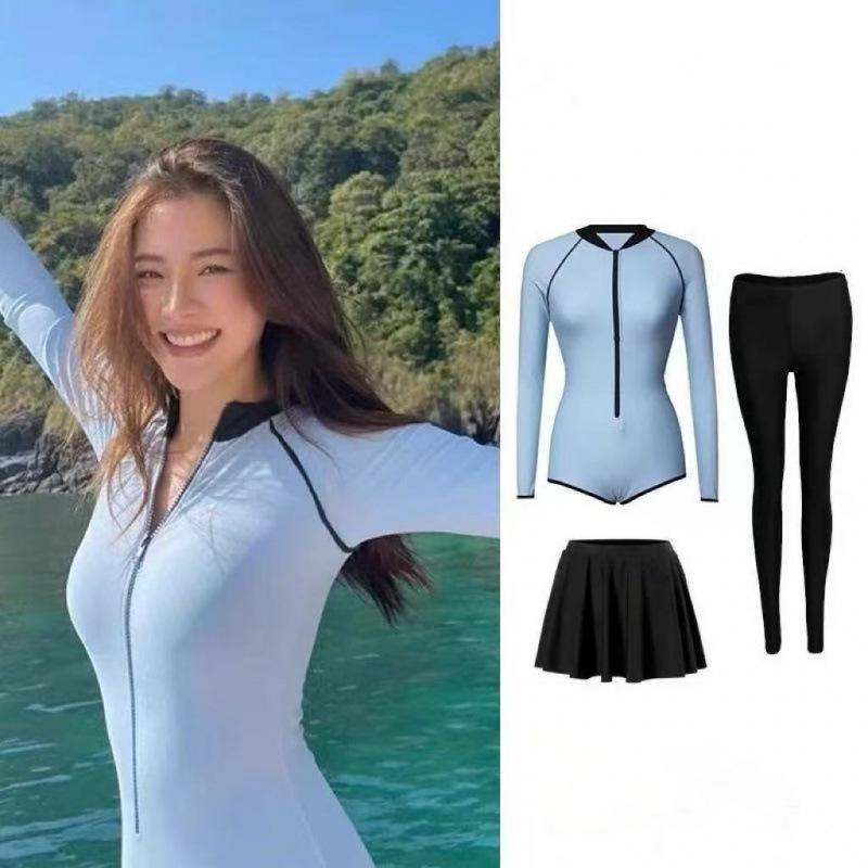 レディース ワンピース 水着 長袖 ロングパンツ UVカット 速乾 スリム サーフィン シュノーケリング ラフティング