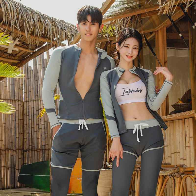 カップル レディース ラッシュガード 長袖 セパレート 水着 シュノーケリング ビーチ 温泉 スリム