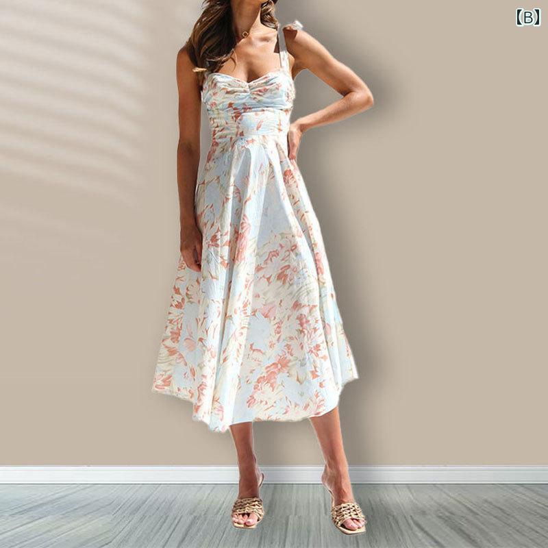 ファッション 服 オシャレ カワイイ シンプル 大カワイイ サイズ 婦服 ワンピース スリムVネック プリント ミドル丈 ドレス