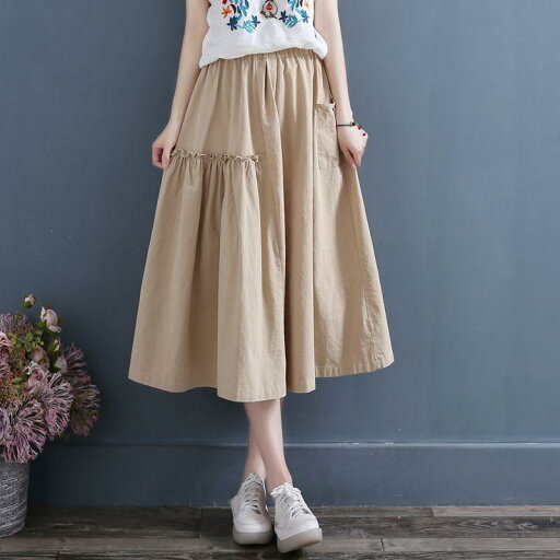 ファッション 服 オシャレ カワイイ シンプル 大カワイイ サイズ 婦服 夏 綿 リネン スイング スカート プリーツスカート ミドル丈 Aライン ファッション 服 オシャレ カワイイ シンプル 大カワイイ サイズ 婦服 夏 綿 リネン スイング スカート プリーツスカート ミドル丈 Aライン