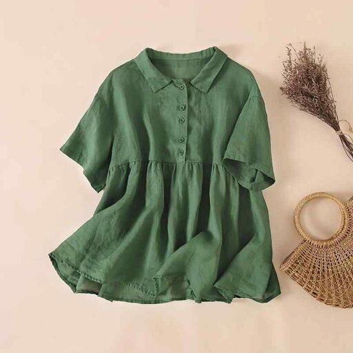 ファッション 服 オシャレ カワイイ シンプル 大カワイイ サイズ 婦服 高級感 ラミー シャツ 半袖 カジュアル ファッション 服 オシャレ カワイイ シンプル 大カワイイ サイズ 婦服 高級感 ラミー シャツ 半袖 カジュアル