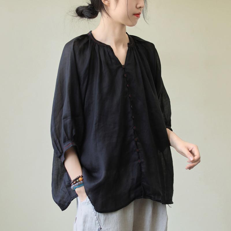 ファッション 服 オシャレ カワイイ シンプル 大カワイイ サイズ 婦服 フレンチ シャツ 夏 カジュアル 通気性 リネン 分袖 トップス