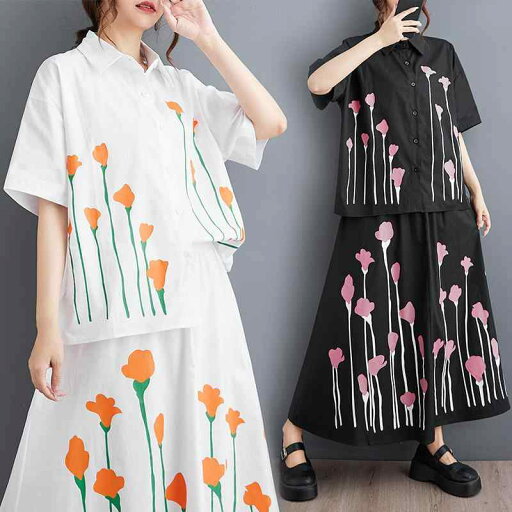 ファッション 服 オシャレ カワイイ シンプル 大カワイイ サイズ 婦服 ハイエンド 夏 半袖 シャツ ポロ カラー トップス スカート ファッション 服 オシャレ カワイイ シンプル 大カワイイ サイズ 婦服 ハイエンド 夏 半袖 シャツ ポロ カラー トップス スカート
