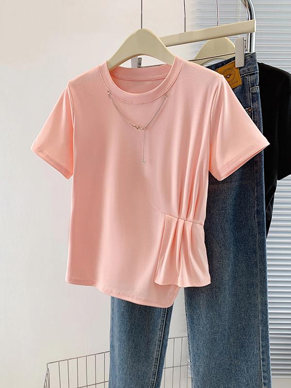 ファッション 服 オシャレ カワイイ シンプル 大カワイイ サイズ 婦服 夏 T シャツ スリムトップス 半袖