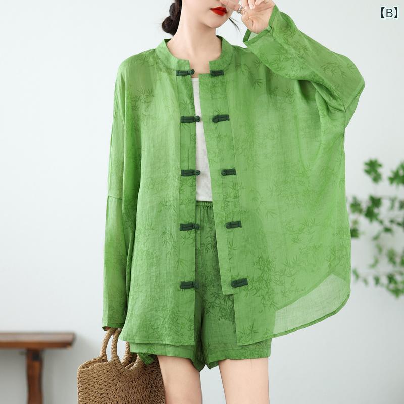 ファッション 服 オシャレ カワイイ シンプル 大カワイイ サイズ 婦服 フレンチ シングル レトロ プレート プリント スーツ トップス ワイド レッグ パンツ