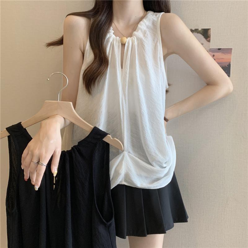 ファッション 服 オシャレ カワイイ シンプル 大カワイイ サイズ 婦服 高級感 シングル 夏 キャミソール T シャツ トップス(4.0)