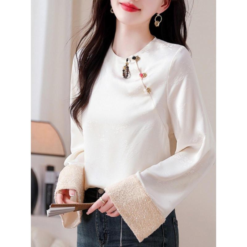 レディース ファッション 服 オシャレ カワイイ 女性用 シンプル 大人カワイイ 大きいサイズ 婦人服 シャツ 春 秋 スリムトップス