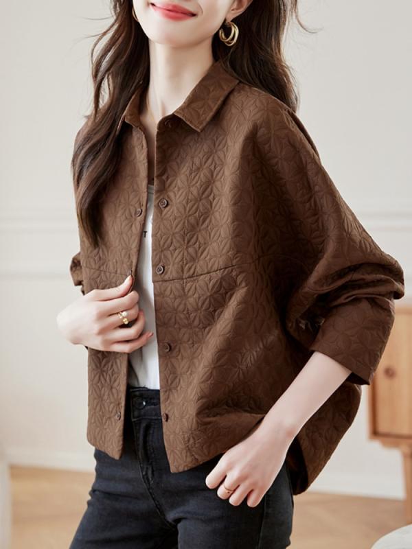 ファッション 服 オシャレ カワイイ シンプル 大カワイイ サイズ 婦服 バット シャツ レトロ 高級感 コート 春秋 カジュアル ジャケット トップス