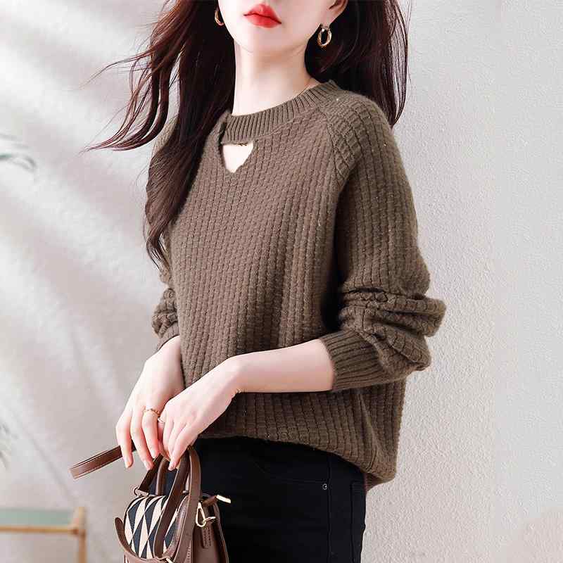 ファッション 服 オシャレ カワイイ シンプル 大カワイイ サイズ 婦服 秋冬 ニット セーター シャツ スリム スタイリッシュ トップス