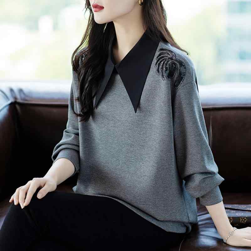 ファッション 服 オシャレ カワイイ シンプル 大カワイイ サイズ 婦服 トレーナー 春秋 高級感 ミドル丈 ゆったり カジュアル トップス