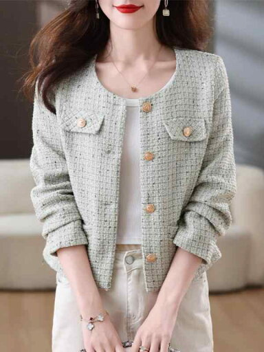 ファッション 服 オシャレ カワイイ シンプル 大カワイイ サイズ 婦服 ライト グリーン ジャケット 春秋 ラウンドネック トップス ファッション 服 オシャレ カワイイ シンプル 大カワイイ サイズ 婦服 ライト グリーン ジャケット 春秋 ラウンドネック トップス