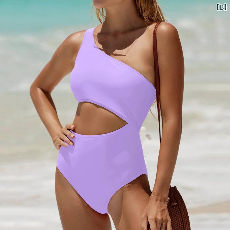 リコットのレディース 水着 ワンピース水着 ハイウエスト 替 配色 セクシー 無地 欧米スタイル風｜アングル3