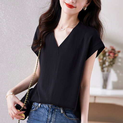 ファッション 服 オシャレ カワイイ シンプル 大カワイイ サイズ 婦服 Vネック シフォンシャツ 半袖 T シャツ 夏 ゆったり トップス ファッション 服 オシャレ カワイイ シンプル 大カワイイ サイズ 婦服 Vネック シフォンシャツ 半袖 T シャツ 夏 ゆったり トップス