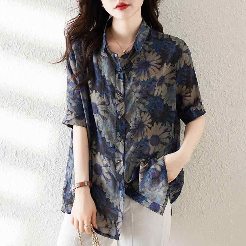 ファッション 服 オシャレ カワイイ シンプル 大カワイイ サイズ 婦服 カジュアル プリント 半袖 シャツ 夏 薄手 スリムトップス