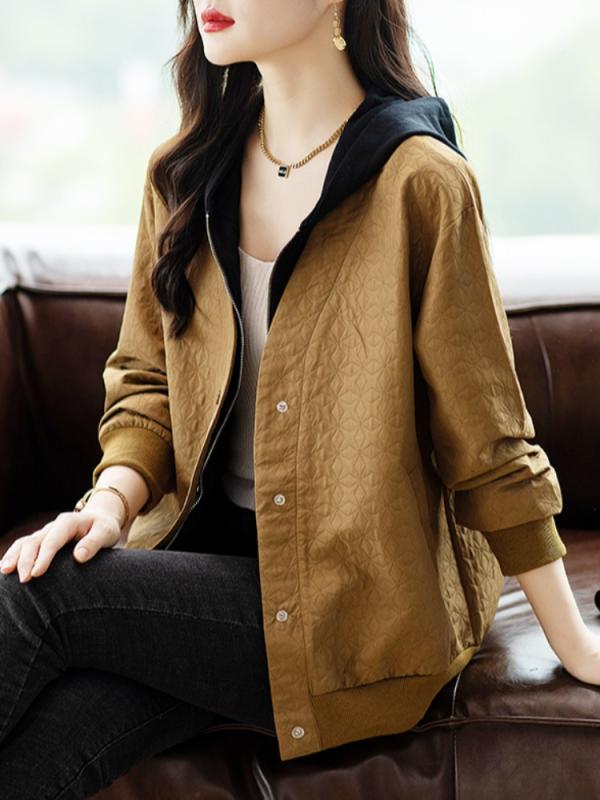 ファッション 服 オシャレ カワイイ シンプル 大カワイイ サイズ 婦服 コート 春秋 ハイエンド スリム カジュアル フード トップス