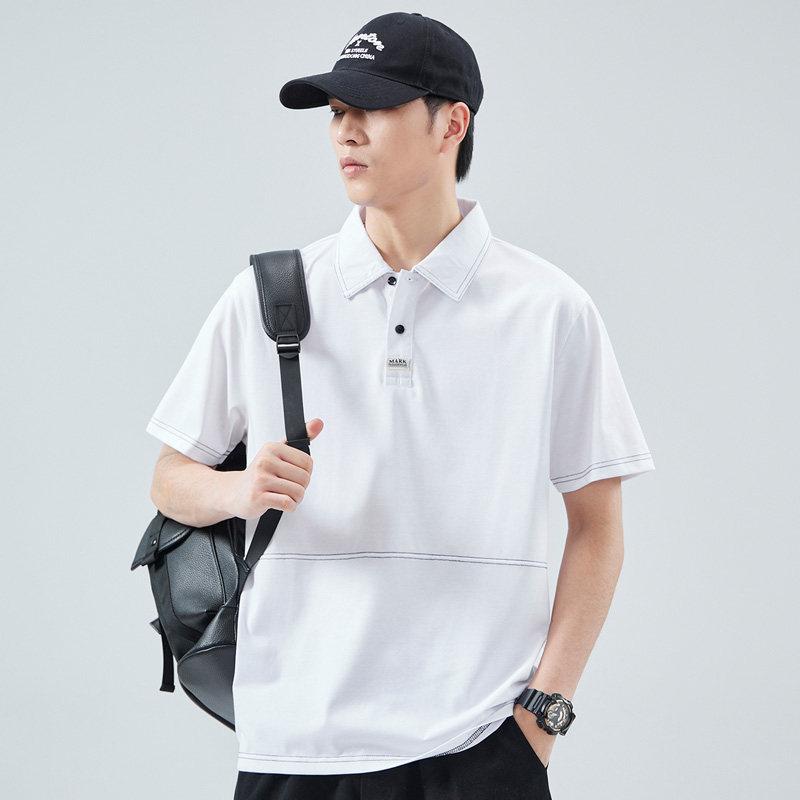 夏 薄手 半袖 ポロシャツ メンズ ゆったり 襟 無地 ハーフ スリーブ Tシャツ カジュアル クール Tシャツ メンズ Tシャツ