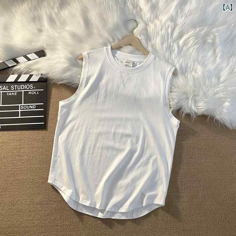 メンズ ファッション 服 オシャレ シンプル 大人 かっこいい 大きいサイズ ストリート 紳士服 ヒップホップ HipHop アーク 裾 チョッキ ノースリーブ T シャツ 夏 綿 通気性 快適 カジュアル スーツ トレーニング ウェア ランニング ベスト